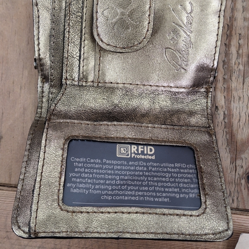 Patricia Nash Iberia Leather Wallet In Antique Gold​​ - Picture 6 of 13